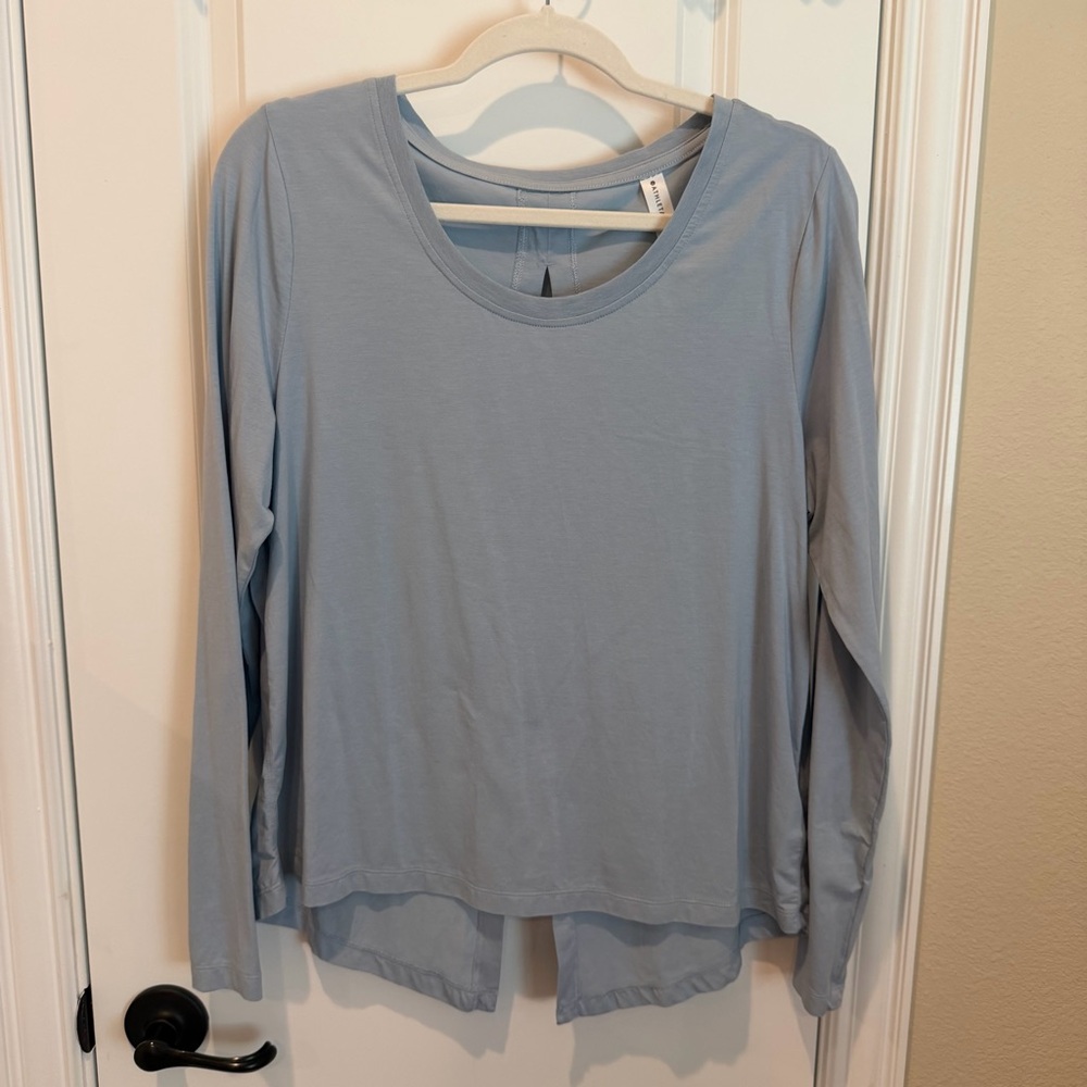 Athleta Keyhole Long Sleeve Top Stratford Blue Large